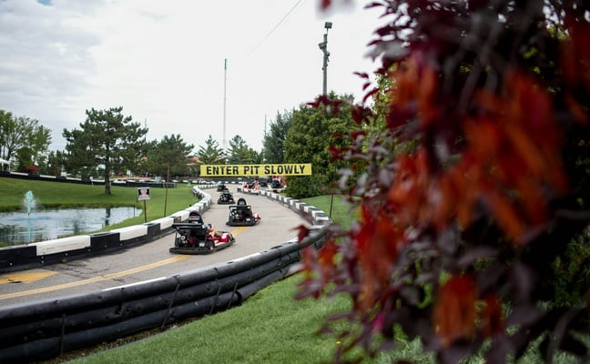 Go-karts on a race track
